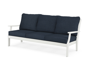 braxton deep seating sofa in vintage white / marine indigo