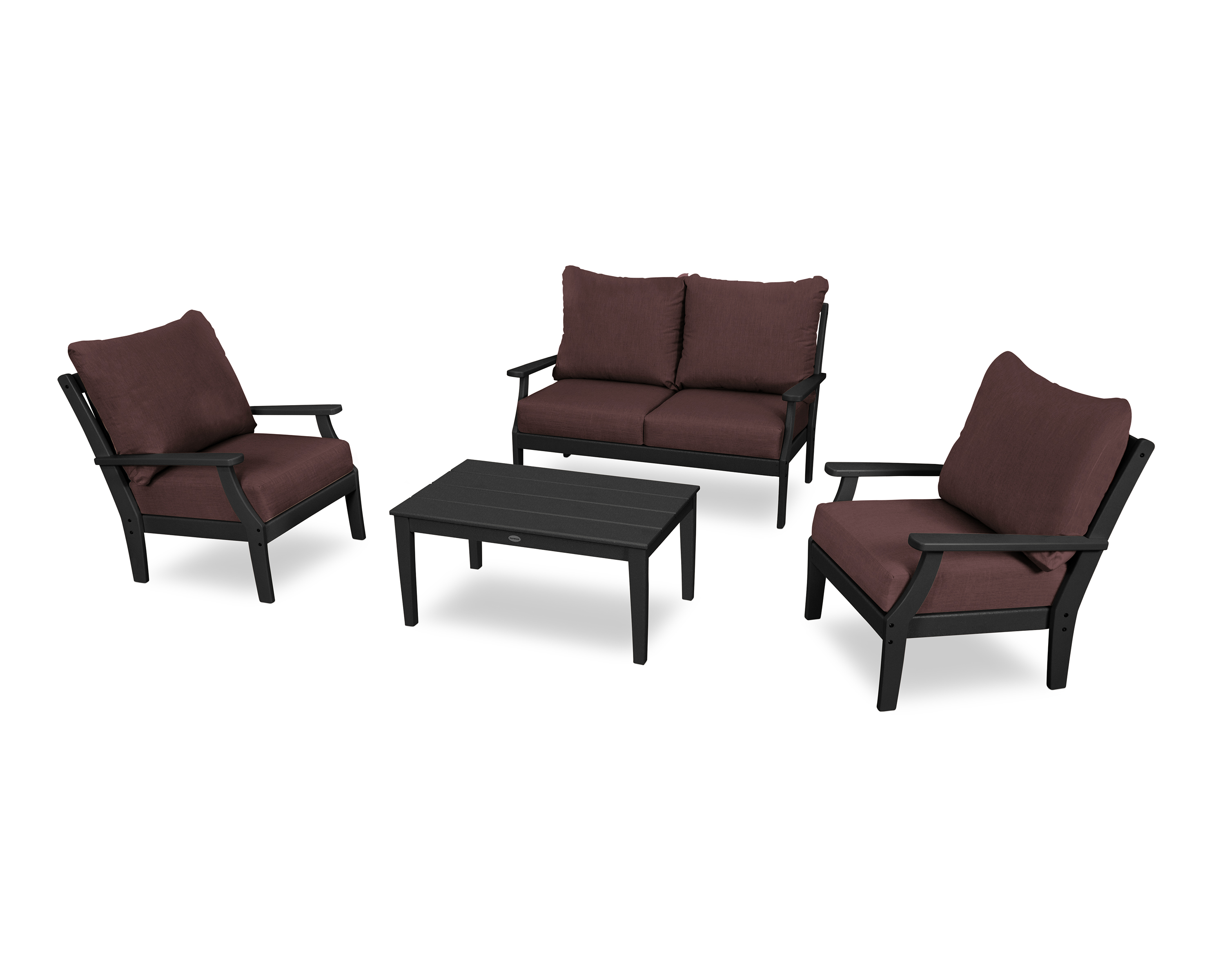 braxton 4-piece deep seating chair set in black / cast currant product image