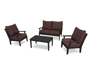 braxton 4-piece deep seating chair set in black / cast currant