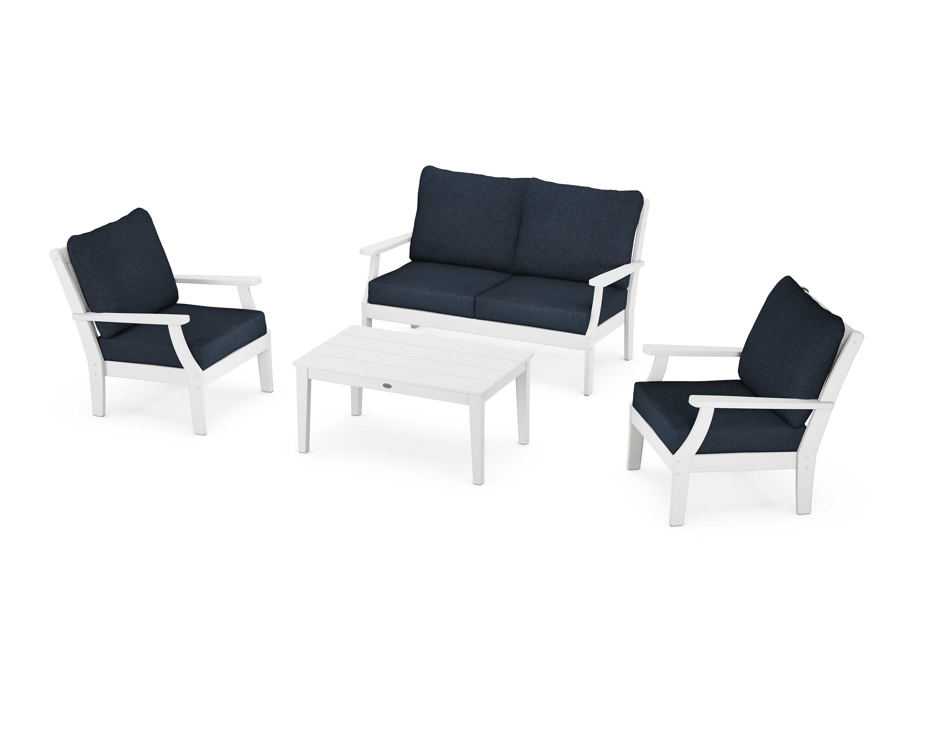 braxton 4-piece deep seating chair set in white / marine indigo product image