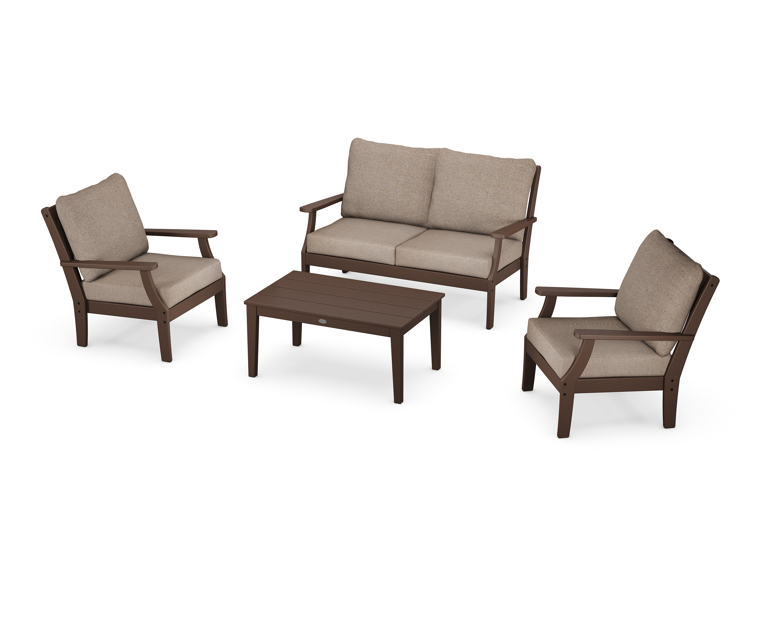 braxton 4-piece deep seating chair set in mahogany / spiced burlap product image