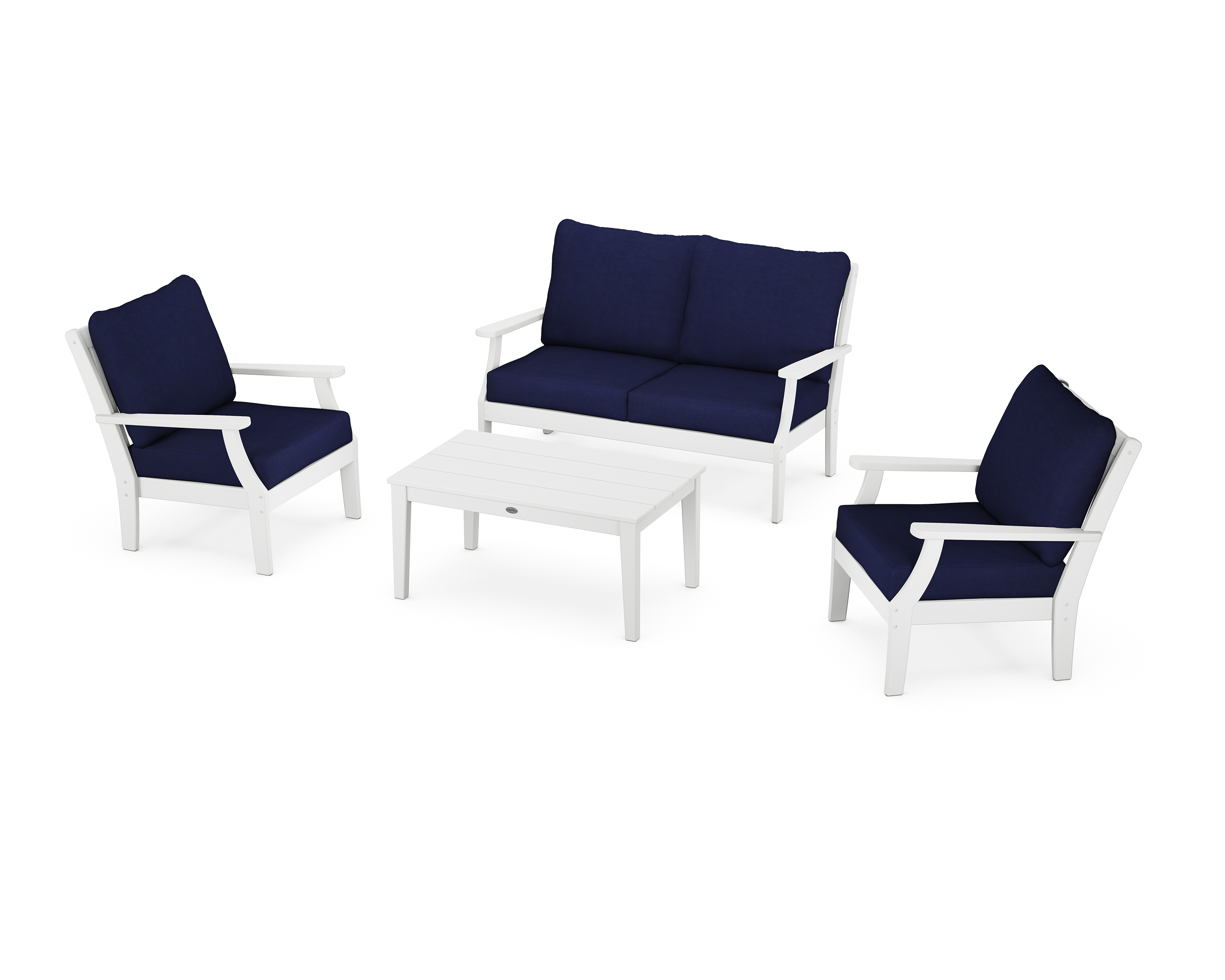braxton 4-piece deep seating chair set in white / navy product image