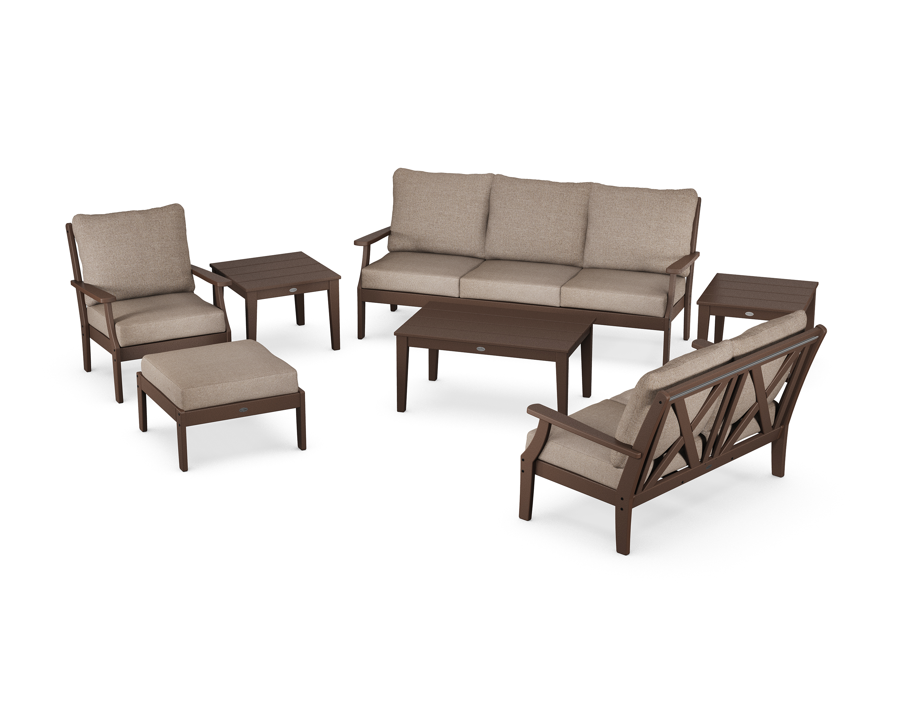 braxton 7-piece deep seating set in mahogany / spiced burlap product image