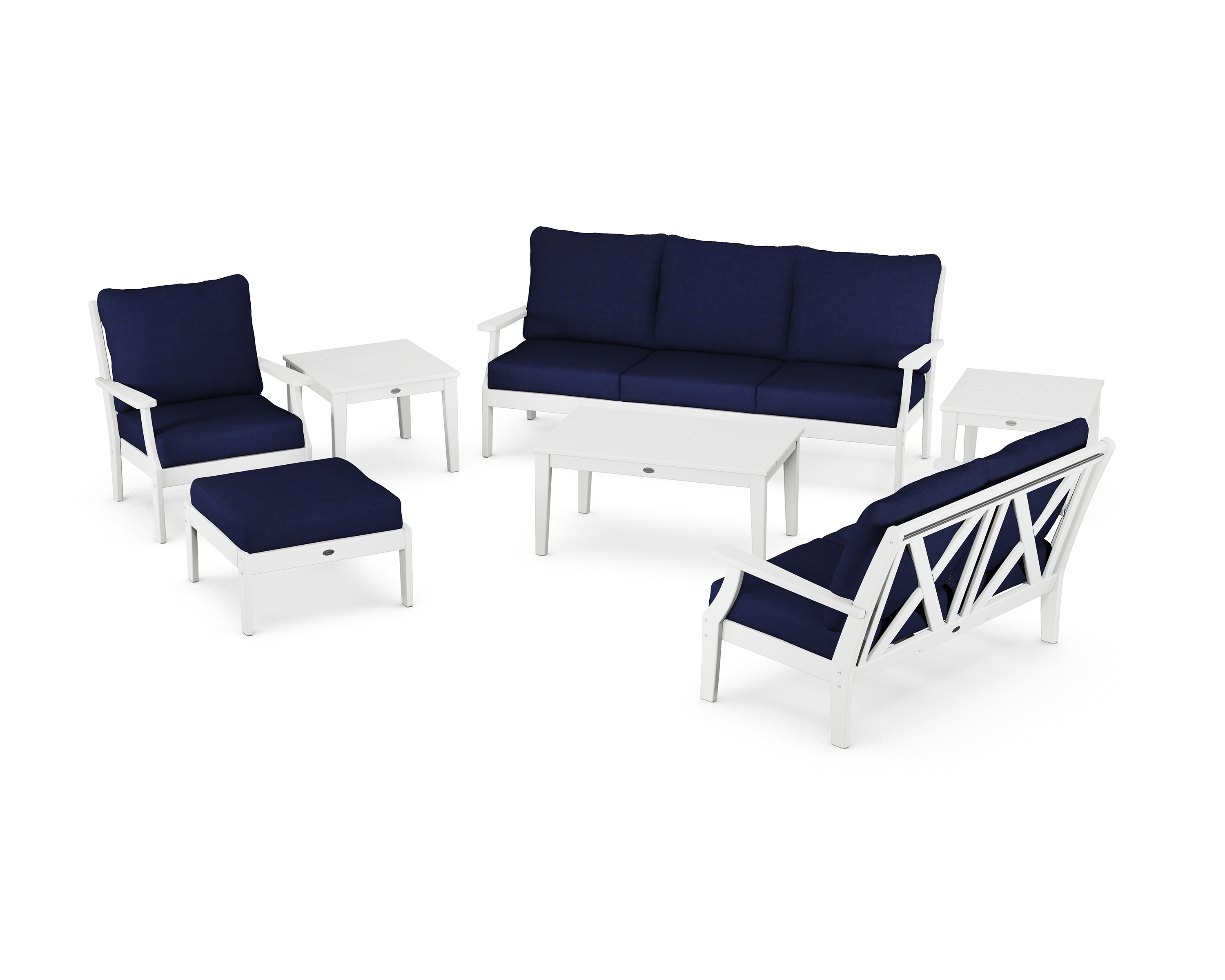 braxton 7-piece deep seating set in white / navy product image