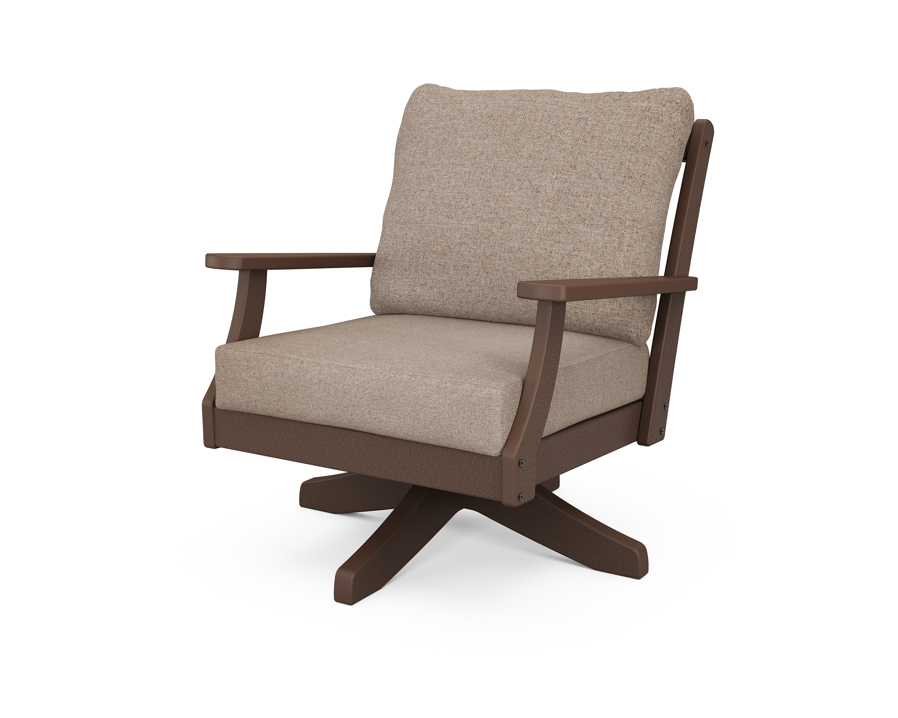 braxton deep seating swivel chair in mahogany / spiced burlap product image