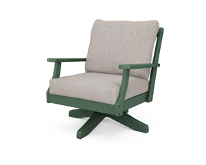 braxton deep seating swivel chair in green / weathered tweed