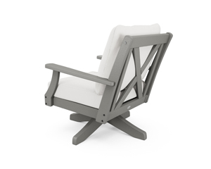 braxton deep seating swivel chair in slate grey / textured linen