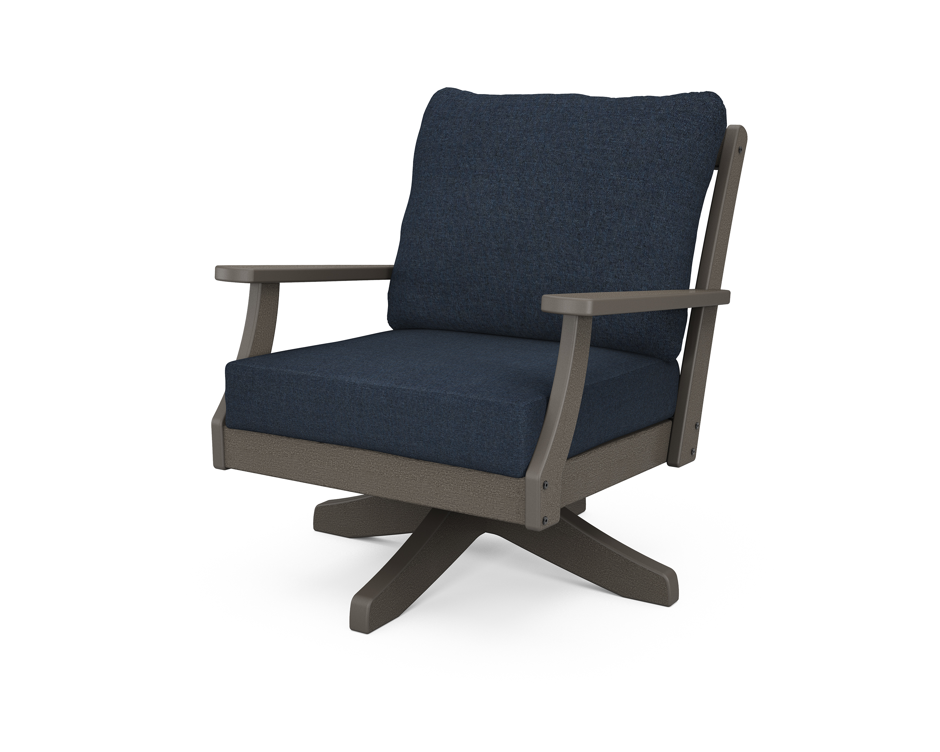 braxton deep seating swivel chair in vintage coffee / marine indigo product image
