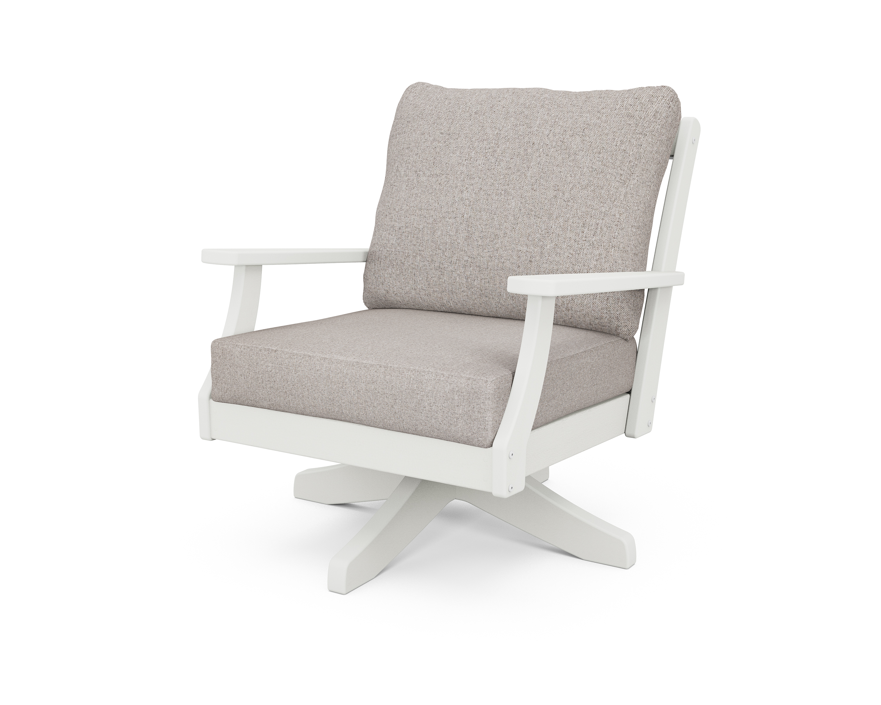braxton deep seating swivel chair in vintage white / weathered tweed product image