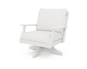 braxton deep seating swivel chair in vintage white / textured linen