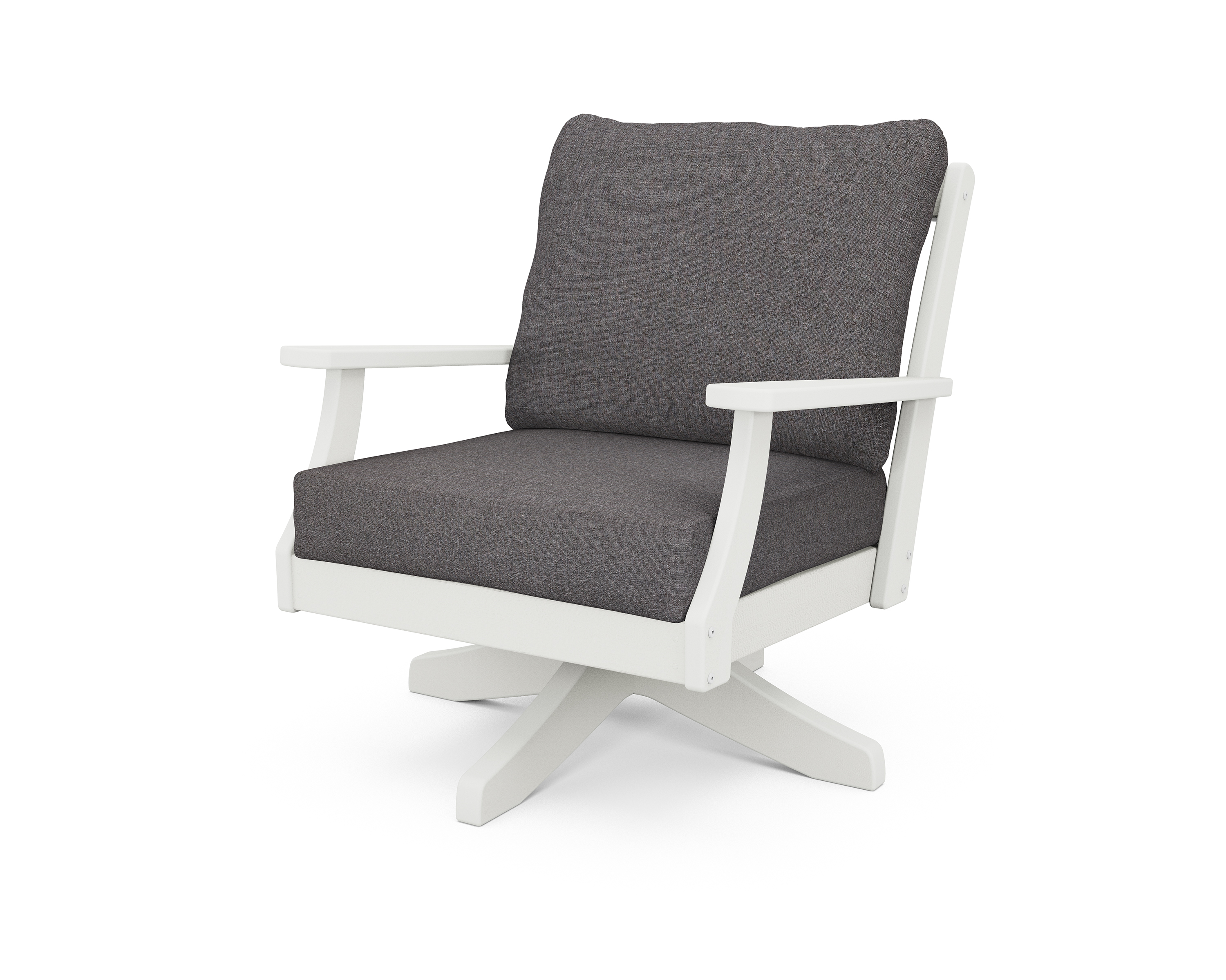 braxton deep seating swivel chair in vintage white / ash charcoal product image