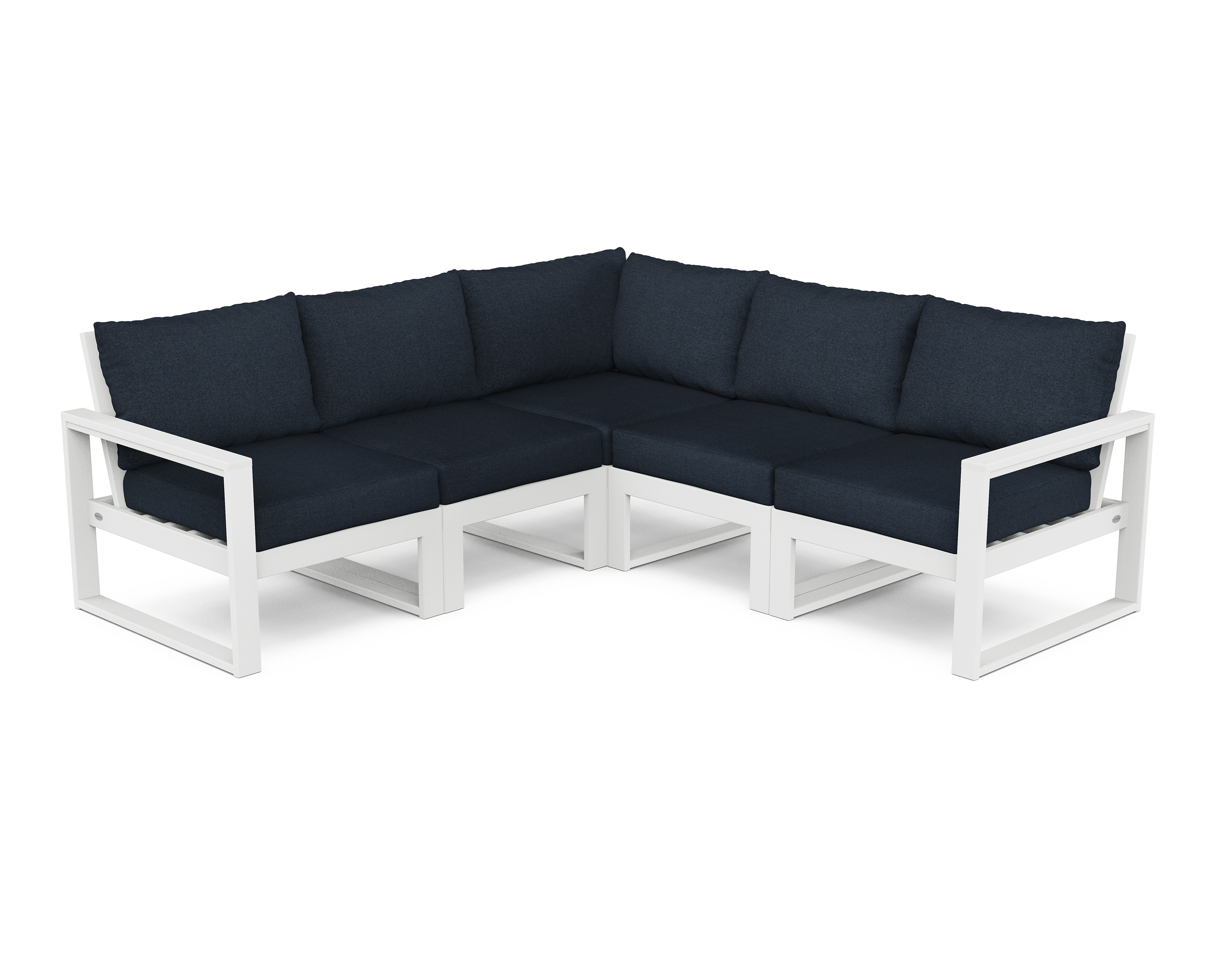 edge 5-piece modular deep seating set in white / marine indigo product image