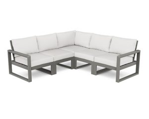 edge 5-piece modular deep seating set in slate grey / textured linen