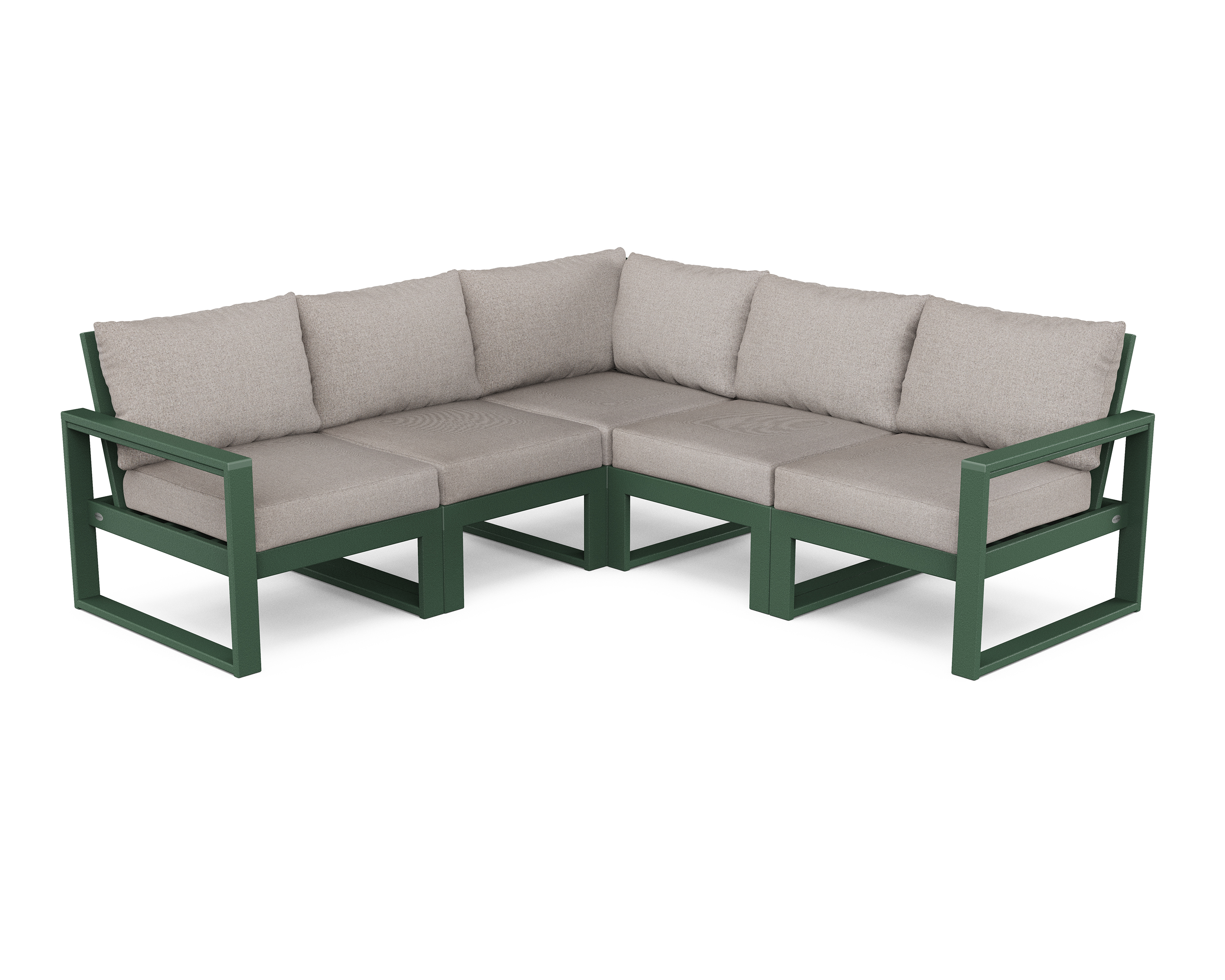 edge 5-piece modular deep seating set in green / weathered tweed product image