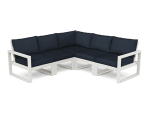 edge 5-piece modular deep seating set in vintage white / marine indigo
