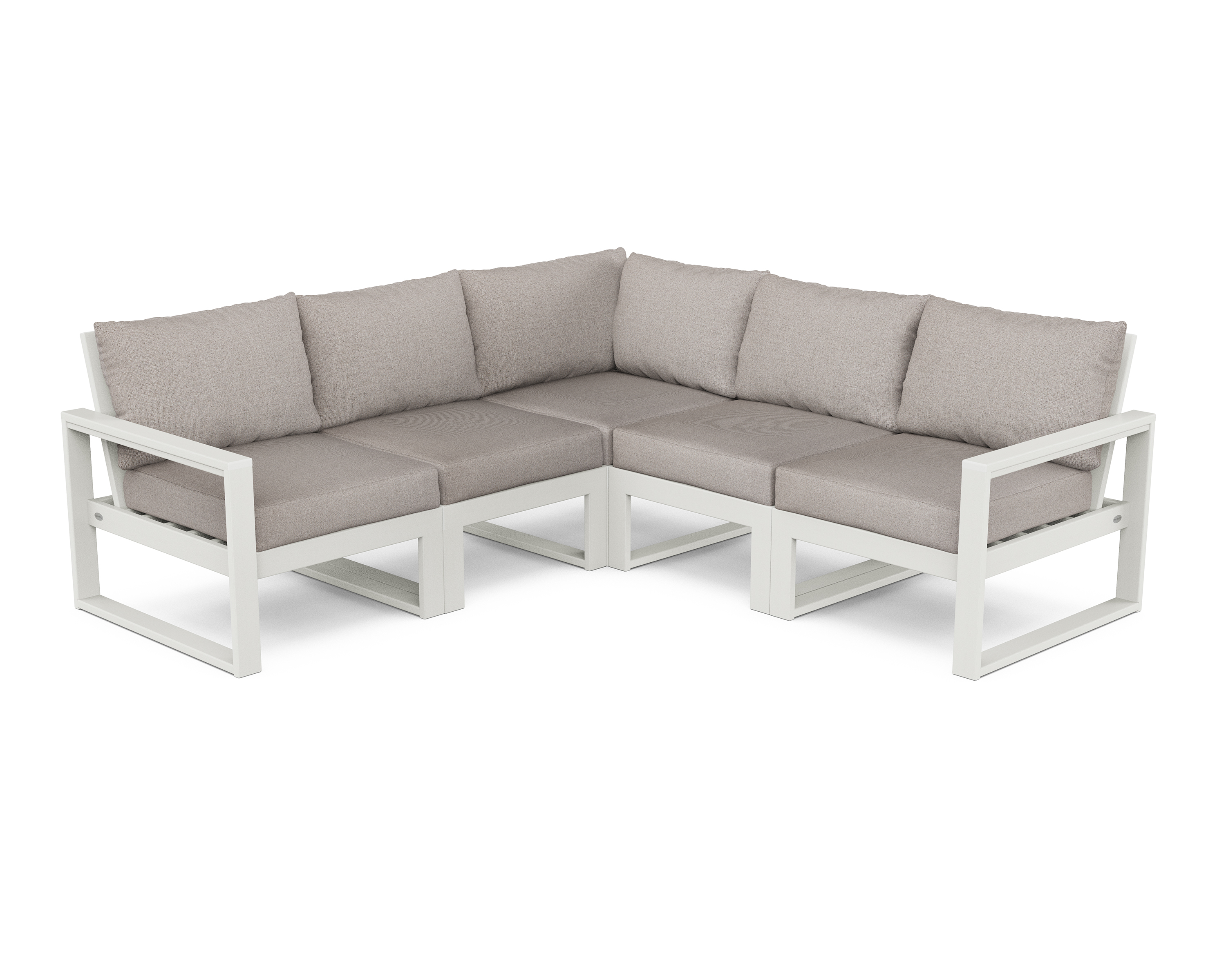 edge 5-piece modular deep seating set in vintage white / weathered tweed product image