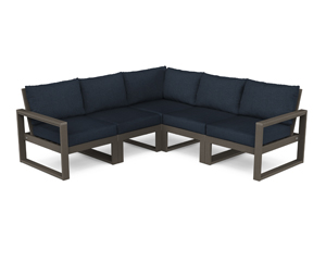 edge 5-piece modular deep seating set in vintage coffee / marine indigo