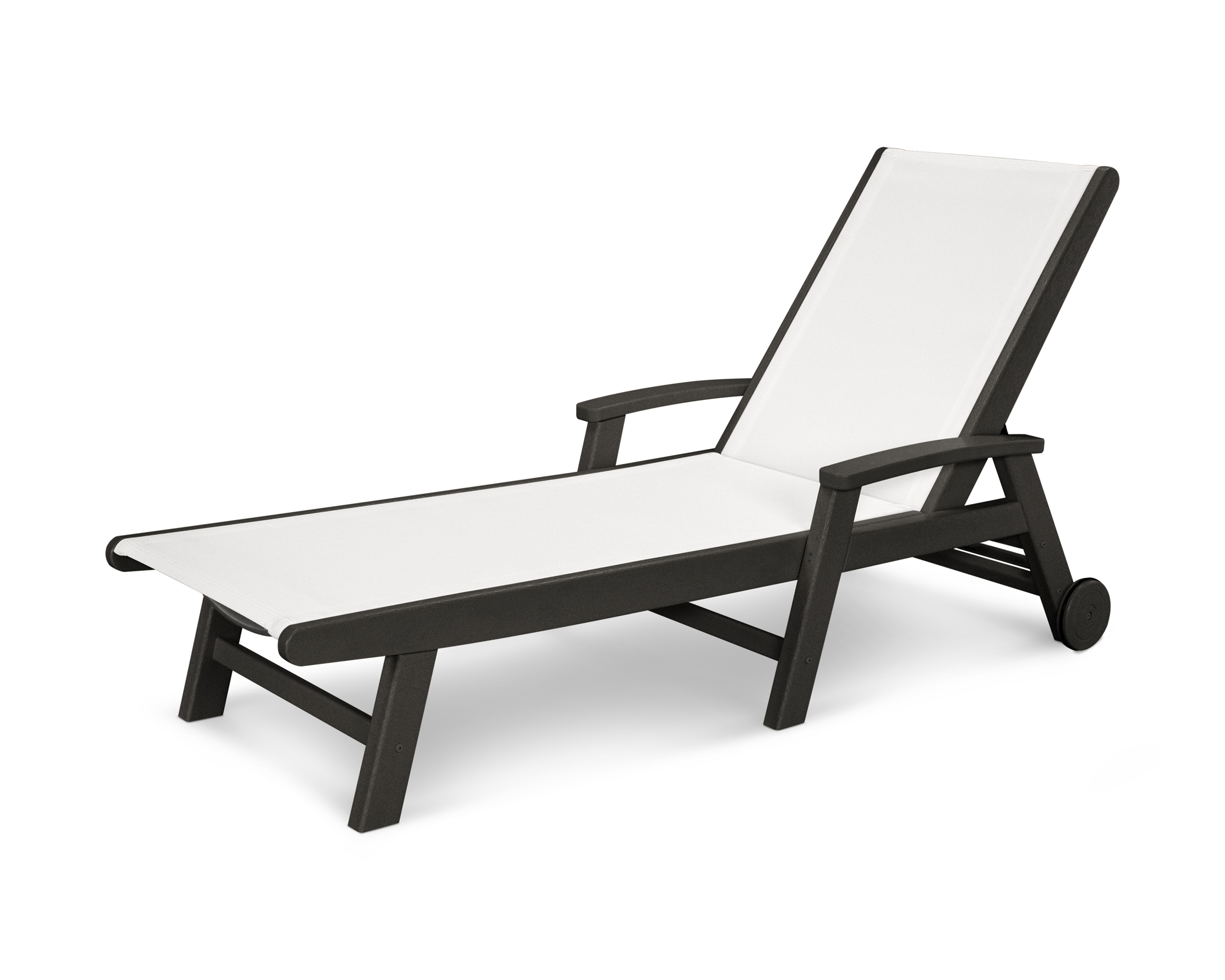 coastal chaise with wheels in black / white sling thumbnail image