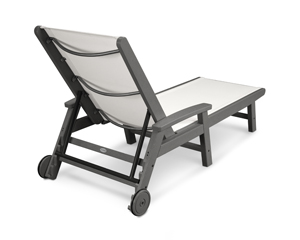 coastal chaise with wheels in slate grey / white sling