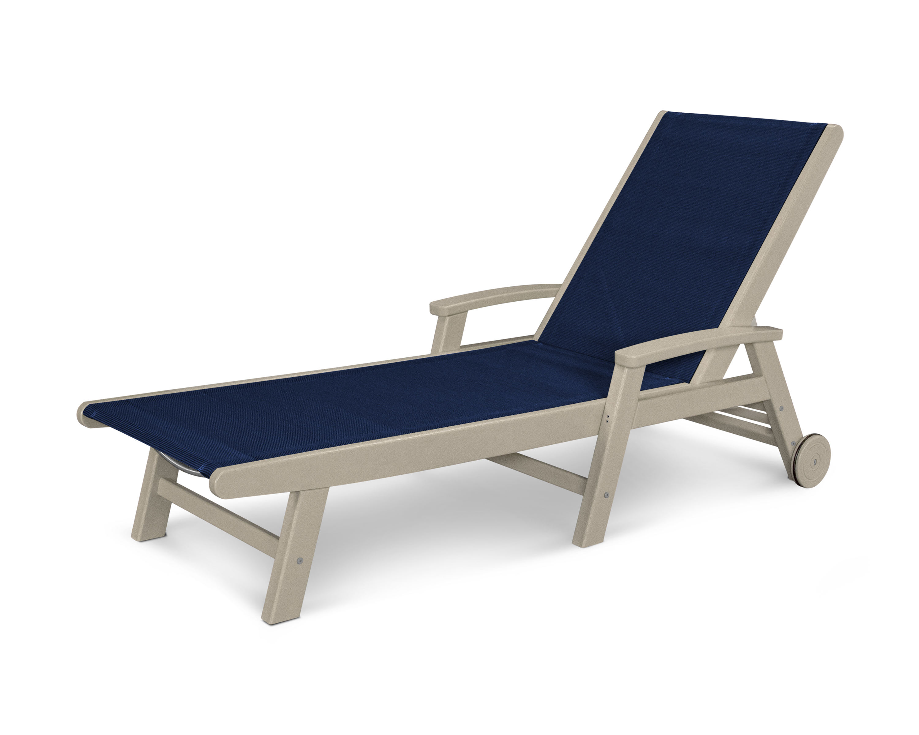 coastal chaise with wheels in sand / navy blue sling thumbnail image
