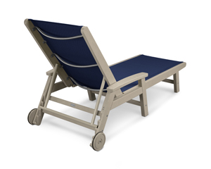 coastal chaise with wheels in sand / navy blue sling