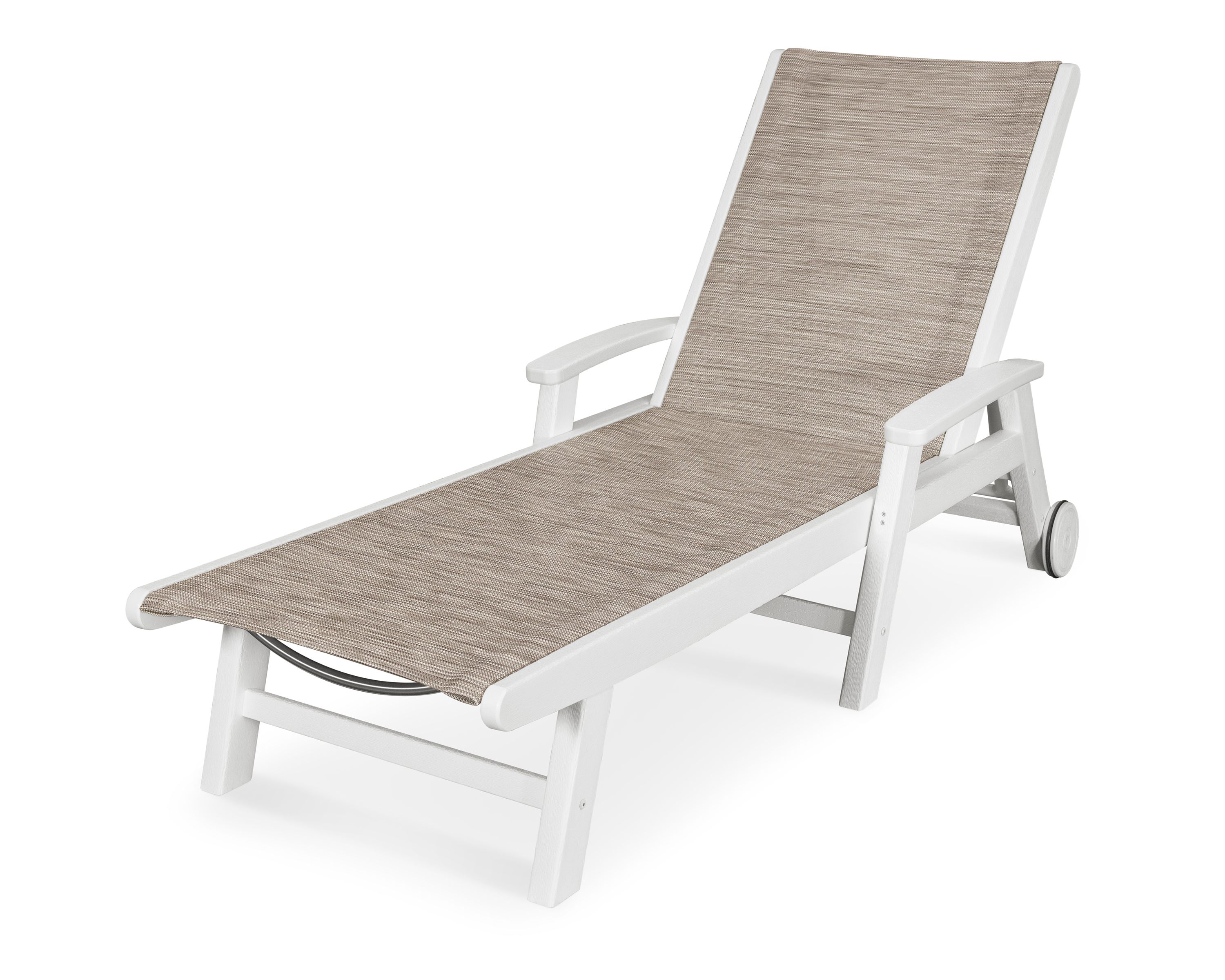 coastal chaise with wheels in vintage white / onyx sling product image
