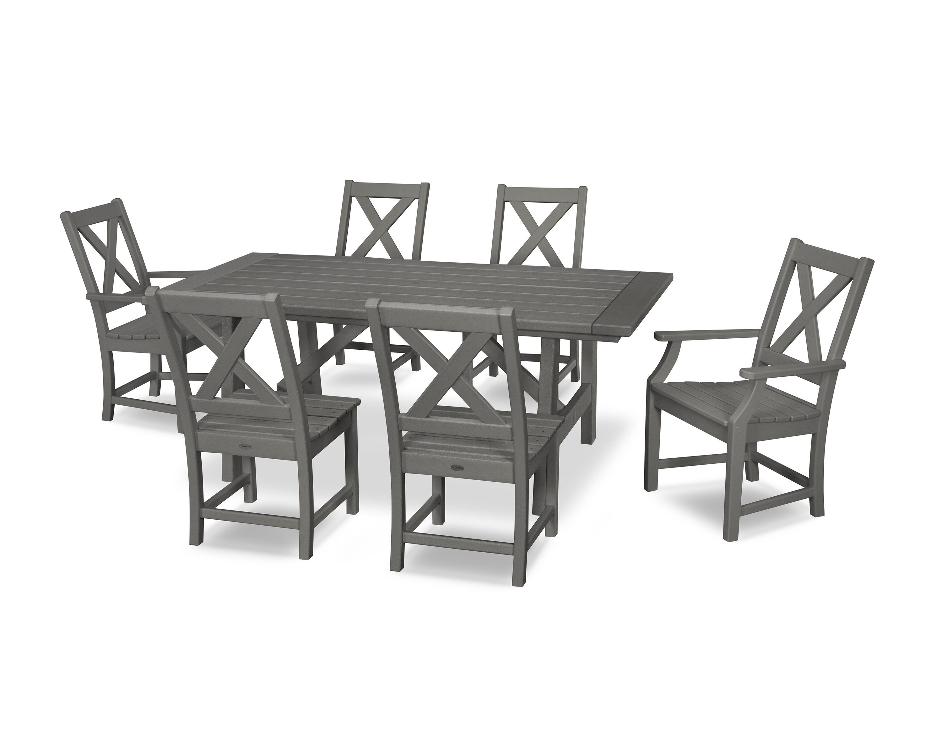 braxton 7-piece rustic farmhouse dining set in slate grey product image