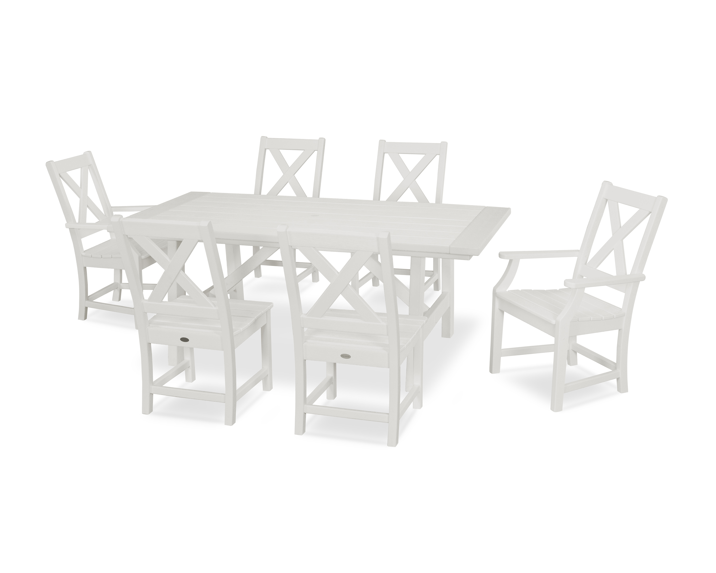 braxton 7-piece rustic farmhouse dining set in white product image