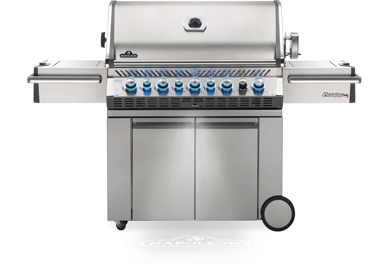 prestige pro 665 natural gas grill with infrared rear and side burners, stainless steel product image
