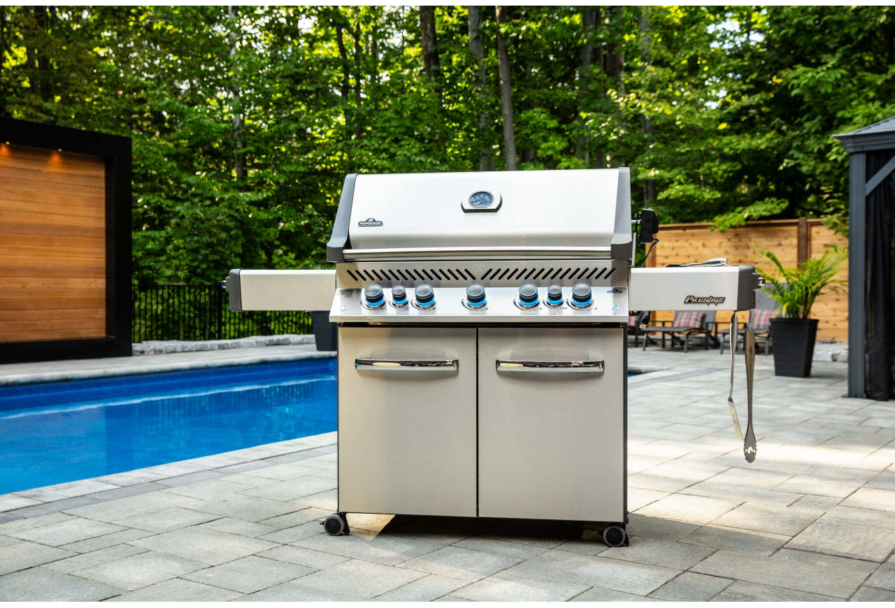 prestige 665 propane gas grill with infrared side and rear burners, stainless steel thumbnail image