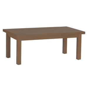 club aluminum rectangular coffee table in natural sandalwood