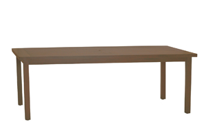 club aluminum rectangular dining table in natural sandalwood