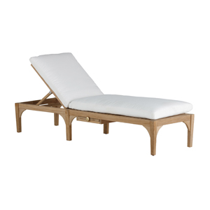 club small chaise lounge with wheel in natural teak – frame only
