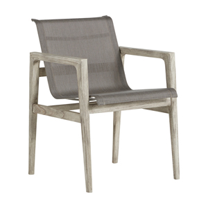 coast teak arm chair in oyster teak / heather grey sling