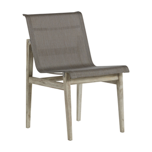 coast teak side chair in oyster teak / heather grey sling