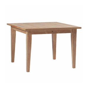 farm table square in natural teak (w/ hole)