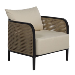 havana lounge chair in black / natural resin weave – frame only