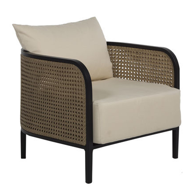 havana lounge chair in black / natural resin weave – frame only product image