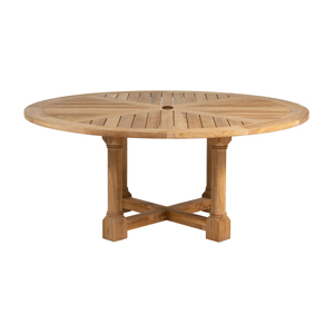 lakeshore 72 inch round dt in natural teak (w/ hole)