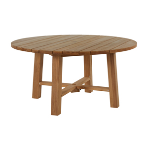 paige teak round dining table in natural teak