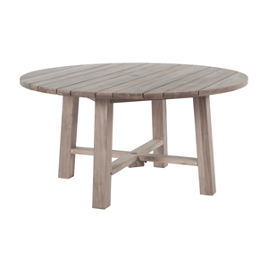 paige teak round dining table in oyster teak
