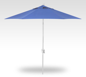 9′ sky blue push-button tilt umbrella – white frame