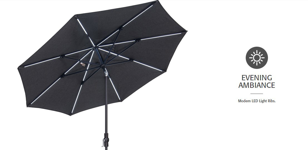 9′ heather beige starlux collar tilt umbrella – bronze frame thumbnail image