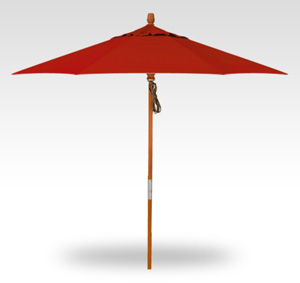 9′ jockey red wood no-tilt umbrella – hardwood frame