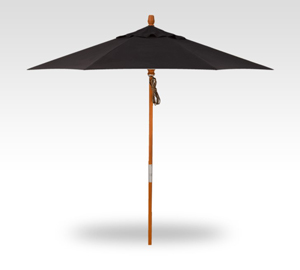 9′ black wood no-tilt umbrella – hardwood frame