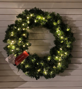 36 inch norway pine wreath – clear led lights