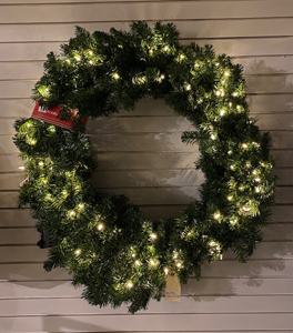 48 inch norway pine wreath – clear led lights with timer