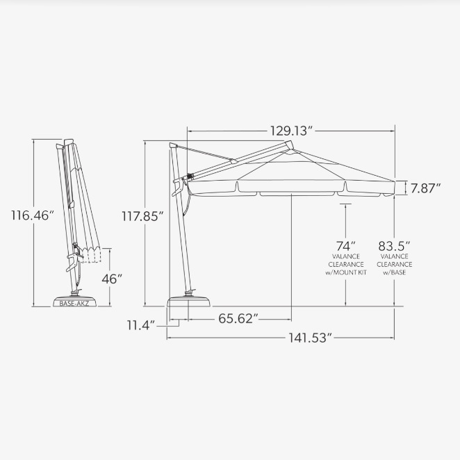 11′ akz plus canvas cantilever umbrella – bronze frame thumbnail image