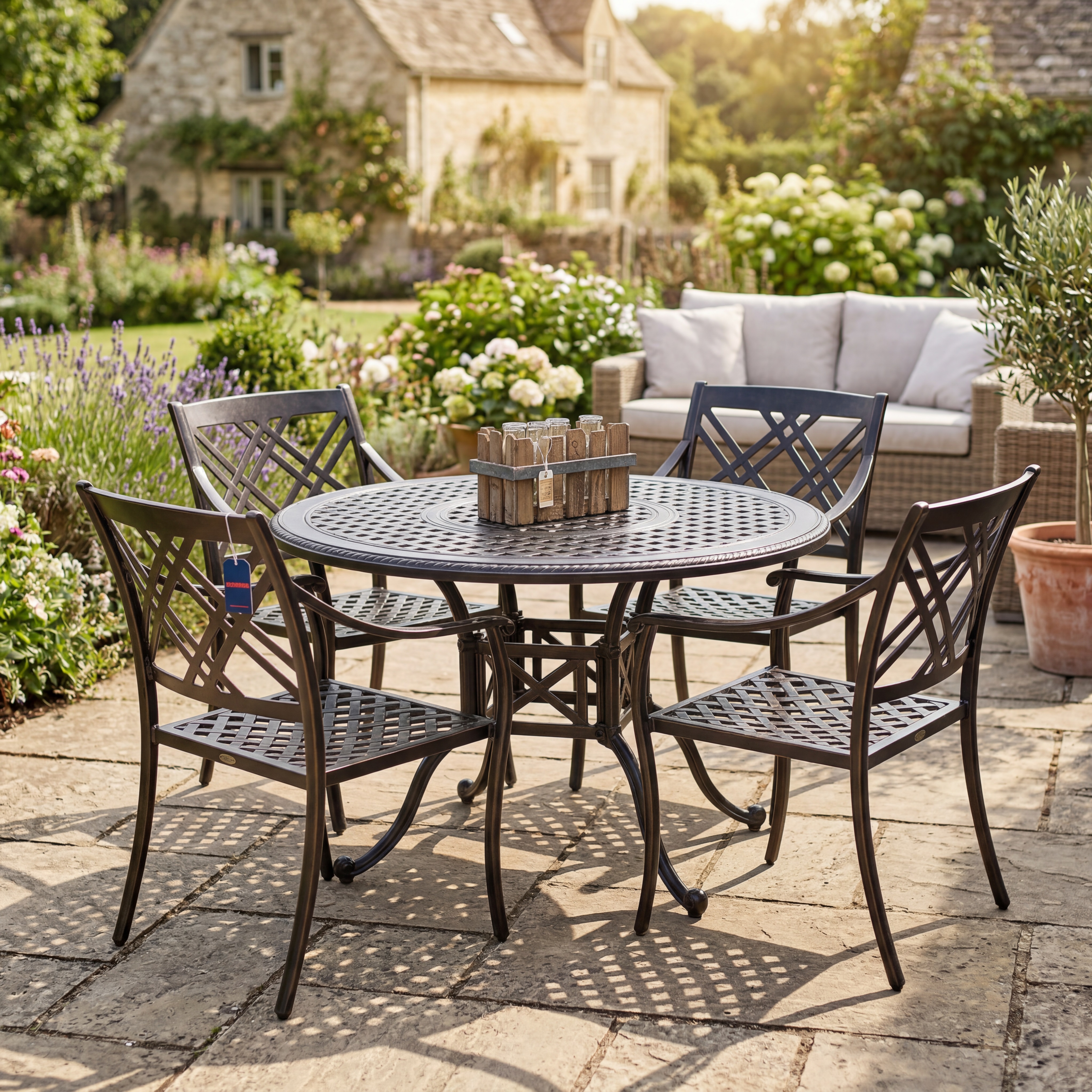 bel air round dining set – midnight gold thumbnail image