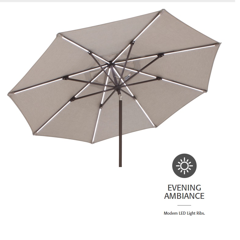 9′ starlux ridge sequoia lighted collar-tilt umbrella – bronze frame thumbnail image